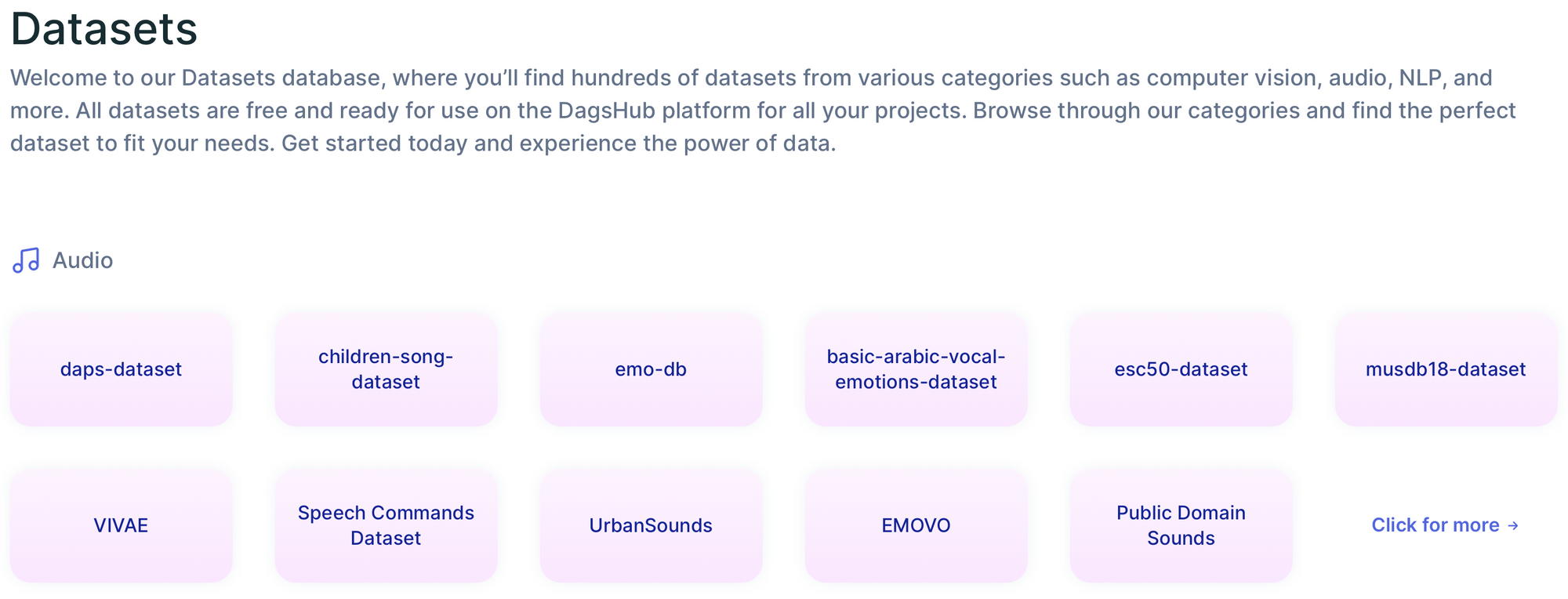 Audio Datasets from AWS - available on DagsHub
