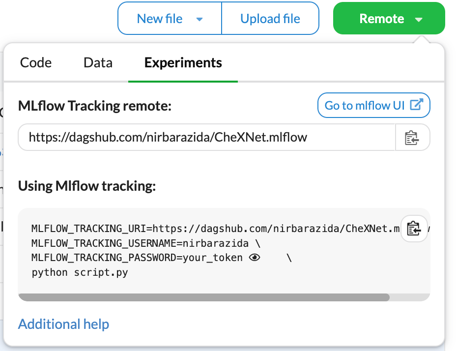 DagaHub MLflow Remote Tracking Server URI