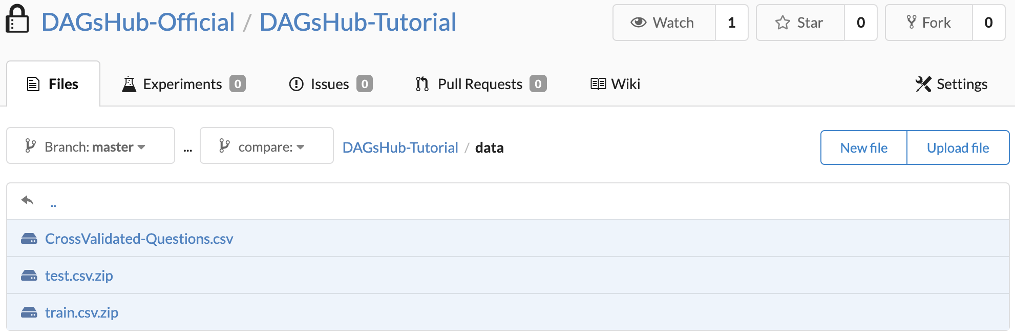 Browsing DVC versioned data on DagsHub